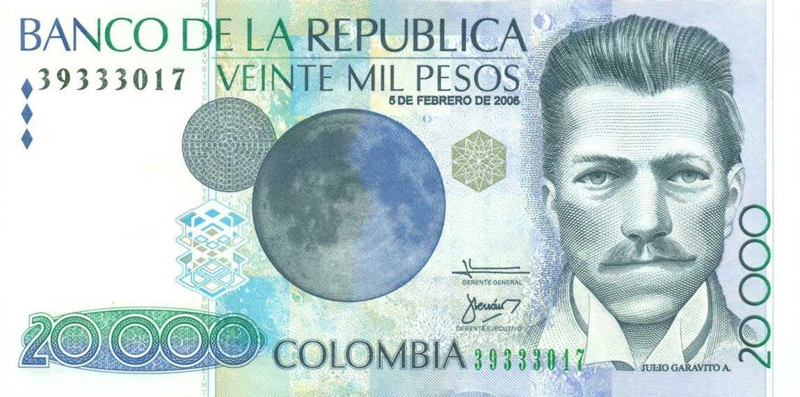Front of Colombia p454l: 20000 Pesos from 2006