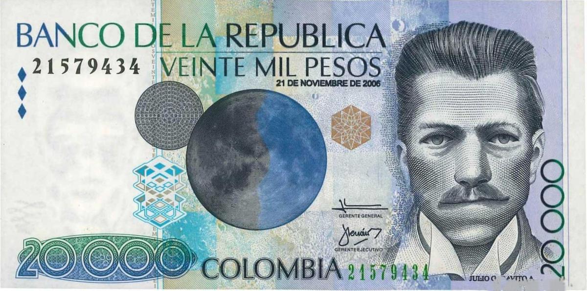 Front of Colombia p454n: 20000 Pesos from 2006