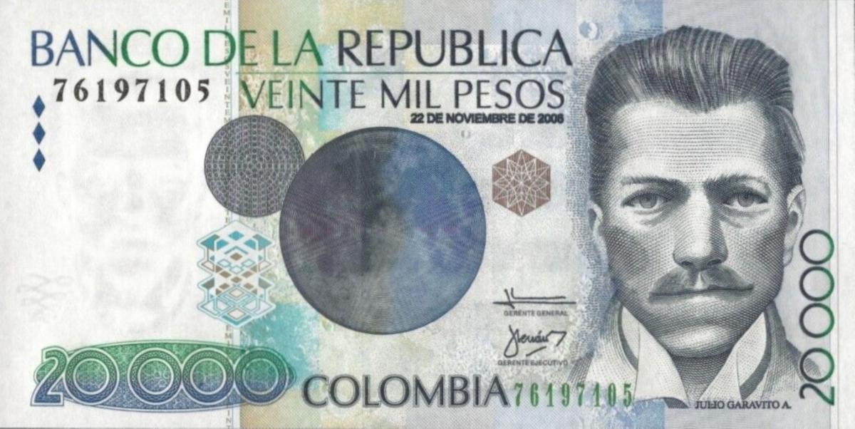 Front of Colombia p454o: 20000 Pesos from 2006