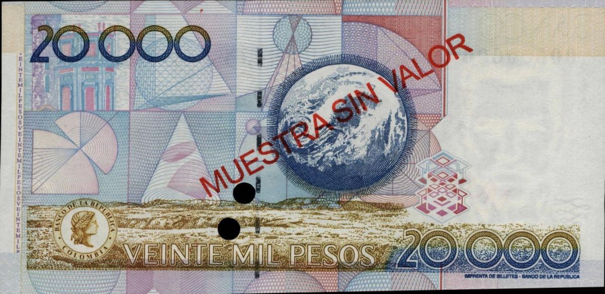 Back of Colombia p454s: 20000 Pesos from 2001