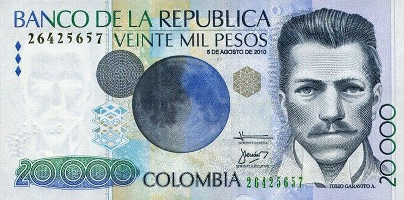 Front of Colombia p454v: 20000 Pesos from 2010