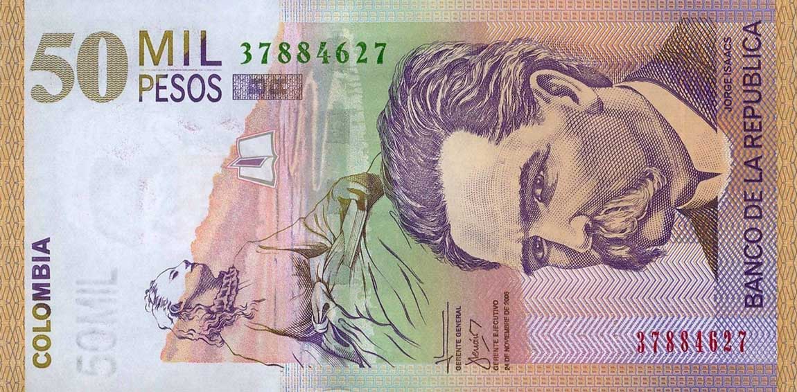 Front of Colombia p455g: 50000 Pesos from 2006