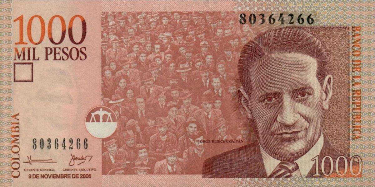 Front of Colombia p456f: 1000 Pesos from 2006