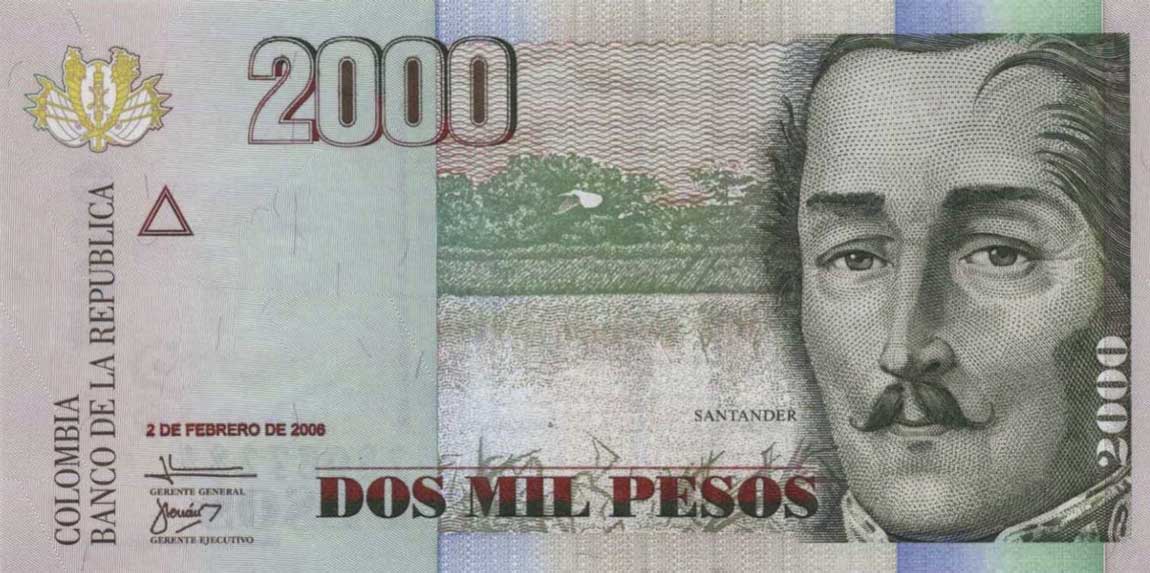 Front of Colombia p457b: 2000 Pesos from 2006