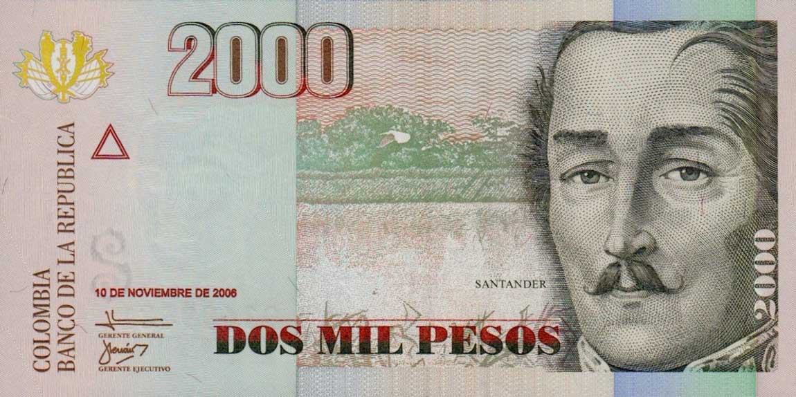 Front of Colombia p457d: 2000 Pesos from 2006