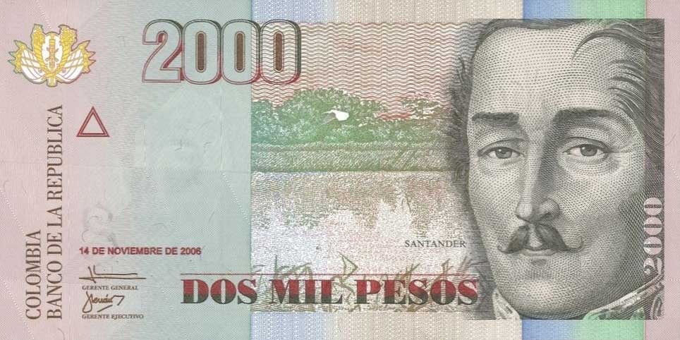 Front of Colombia p457e: 2000 Pesos from 2006