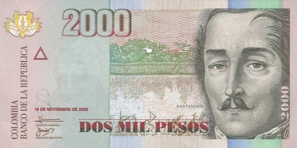 Front of Colombia p457f: 2000 Pesos from 2006