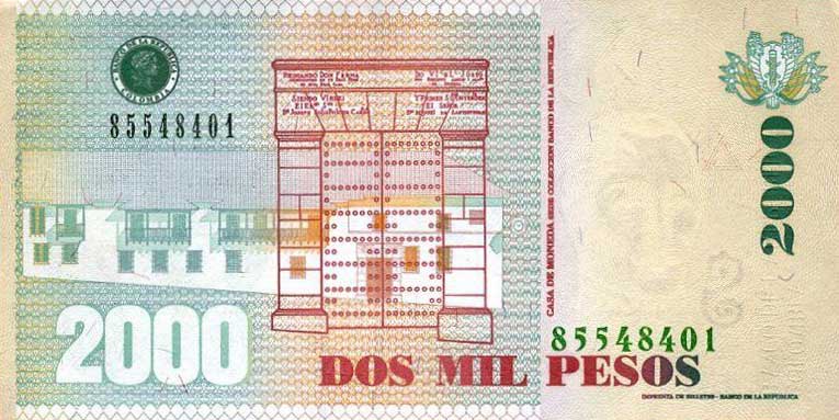 Back of Colombia p457j: 2000 Pesos from 2008