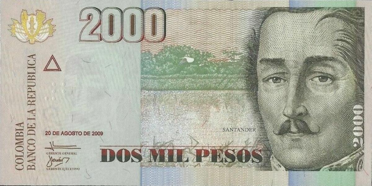 Front of Colombia p457k: 2000 Pesos from 2009