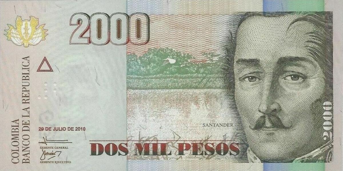 Front of Colombia p457o: 2000 Pesos from 2010