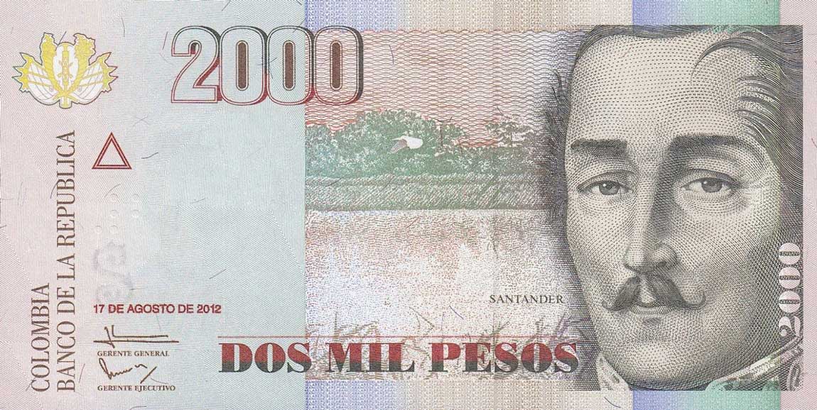 Front of Colombia p457t1: 2000 Pesos from 2012