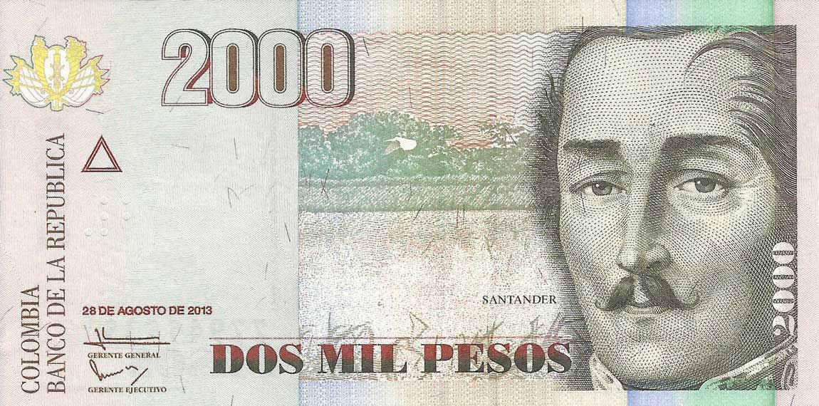 Front of Colombia p457u: 2000 Pesos from 2013
