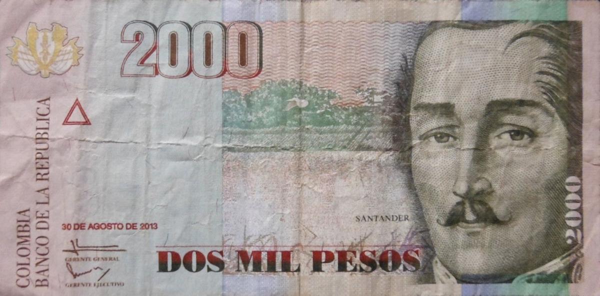 Front of Colombia p457w: 2000 Pesos from 2013