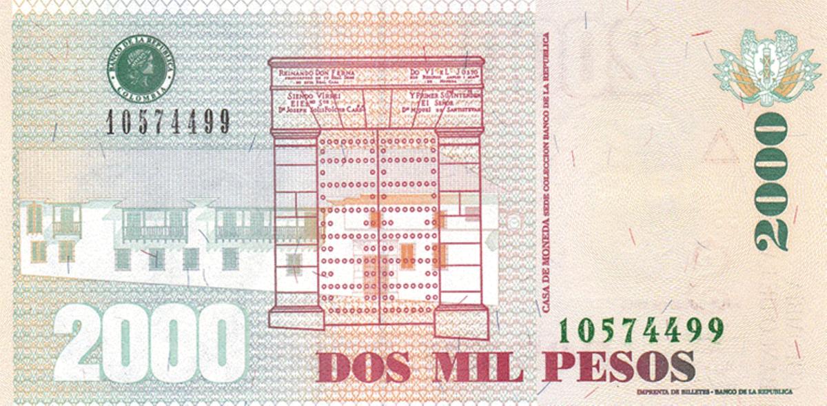 Back of Colombia p457y: 2000 Pesos from 2014