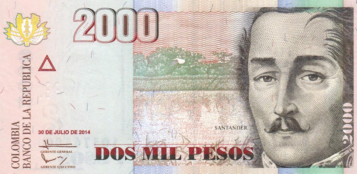 Front of Colombia p457y: 2000 Pesos from 2014