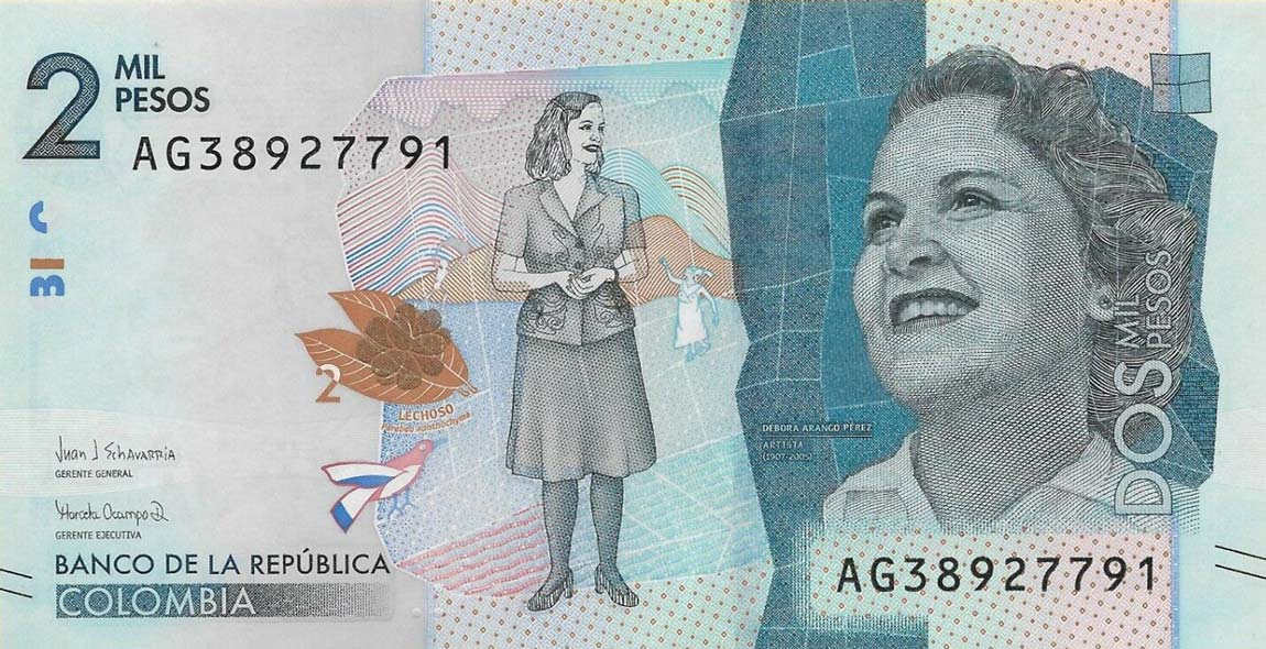 Front of Colombia p458c: 2000 Pesos from 2017