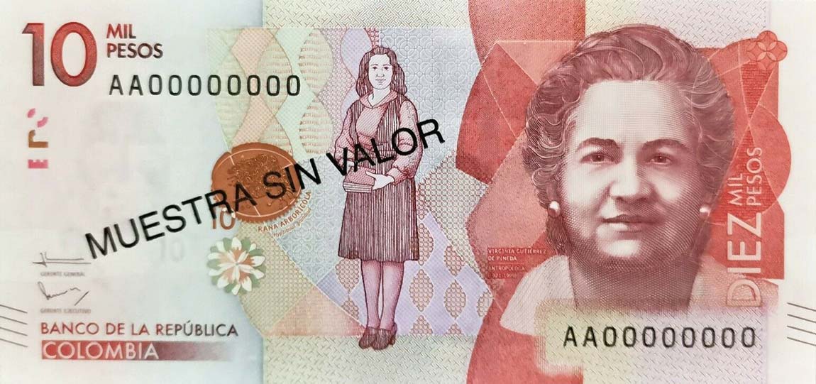 Front of Colombia p460s: 10000 Pesos from 2015