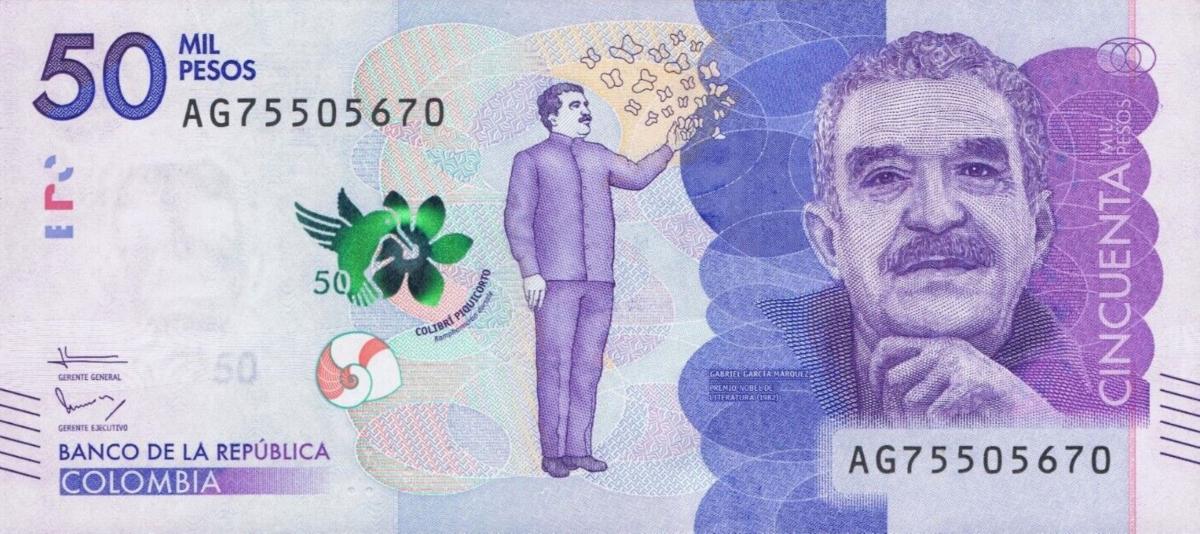 Front of Colombia p462b: 50000 Pesos from 2016