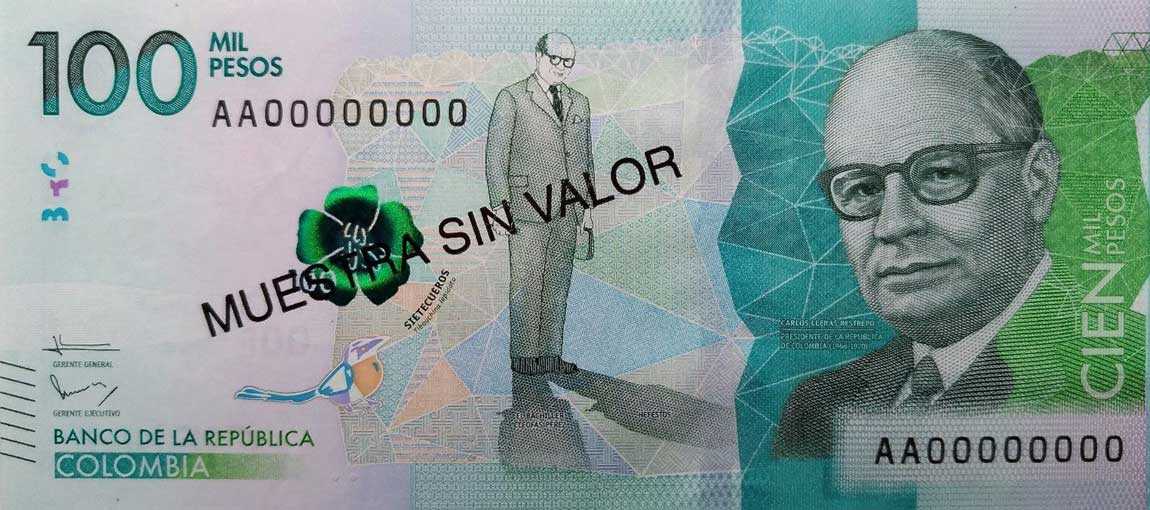 Front of Colombia p463s: 100000 Pesos from 2014
