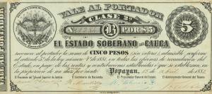 pS142b from Colombia: 5 Pesos from 1882