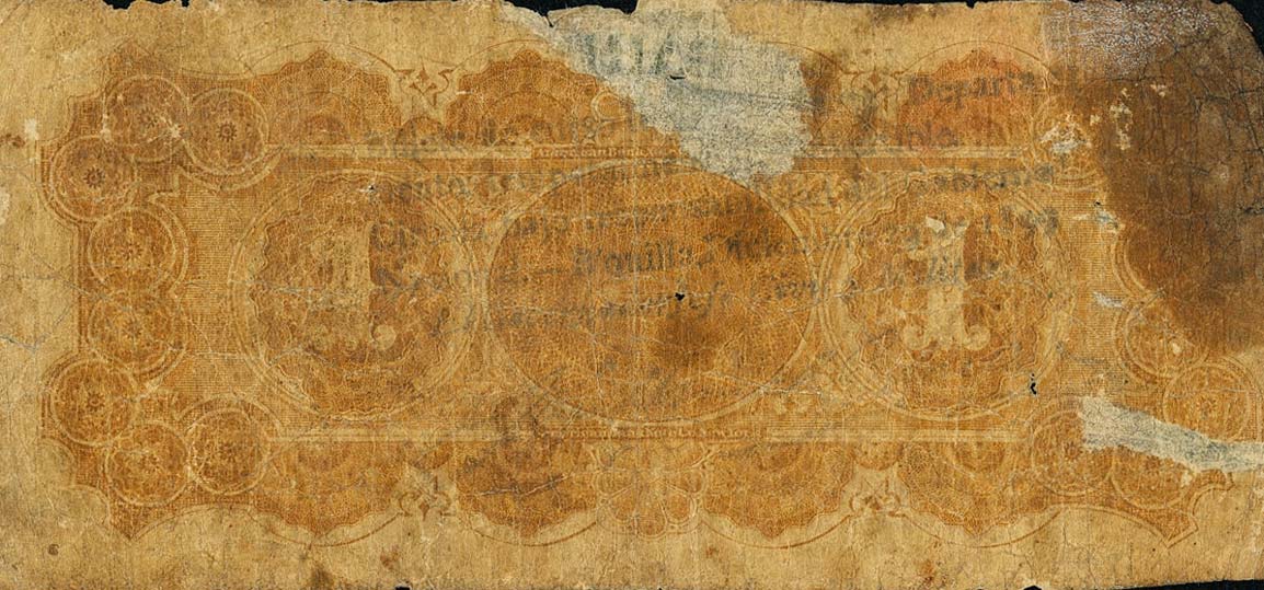 Back of Colombia pS231b: 1 Peso from 1874