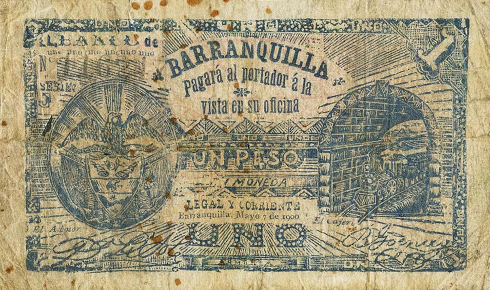 Front of Colombia pS247: 1 Peso from 1900