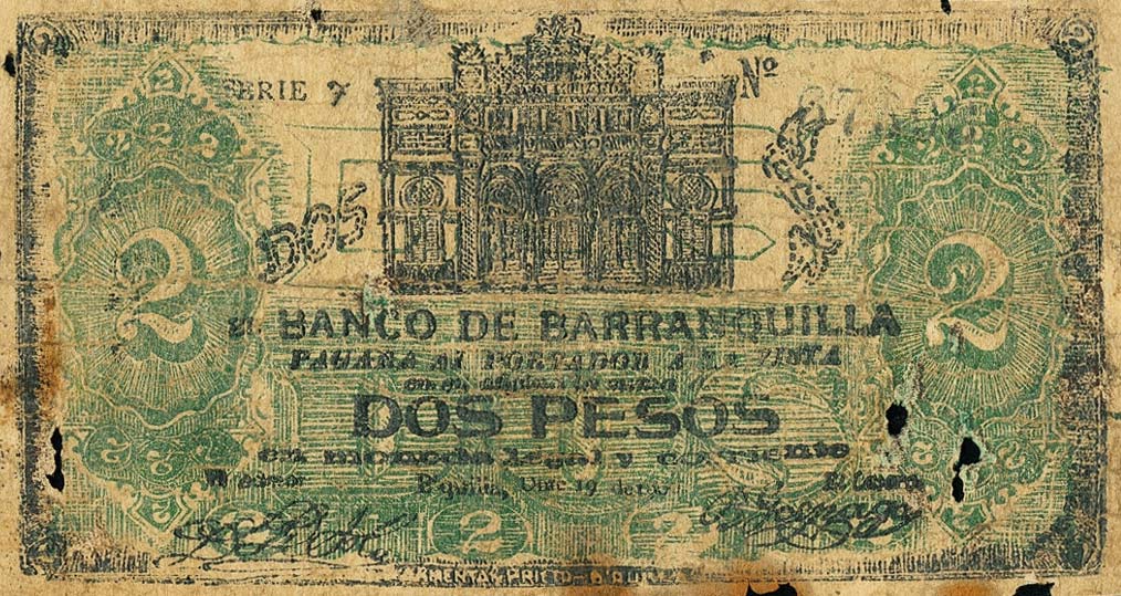 Front of Colombia pS251c: 2 Pesos from 1900