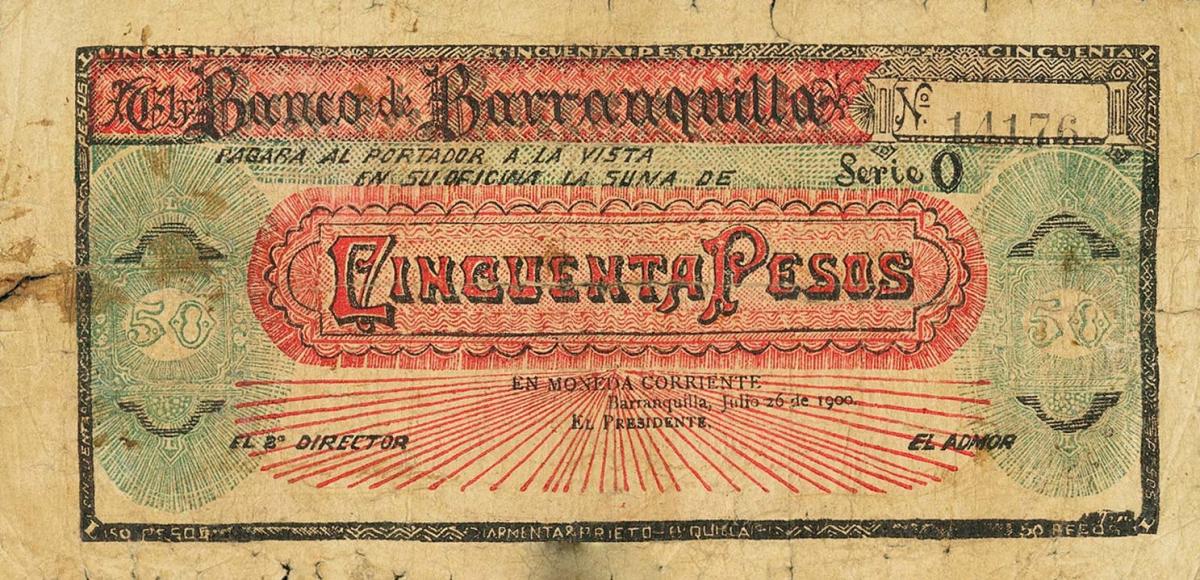 Front of Colombia pS260: 50 Pesos from 1900