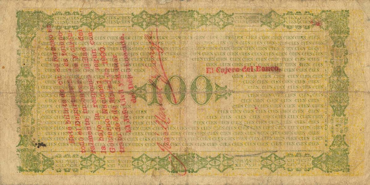 Back of Colombia pS261: 100 Pesos from 1900