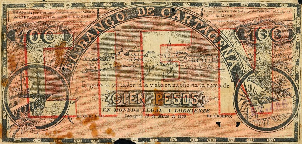 Front of Colombia pS351: 100 Pesos from 1900