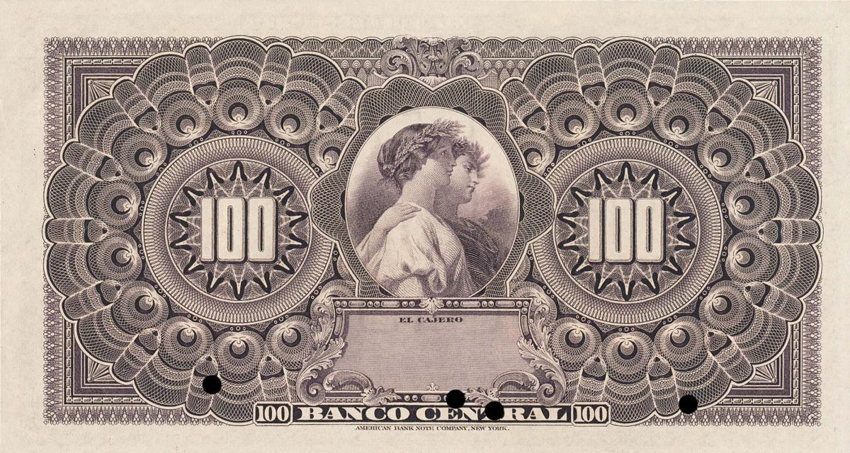 Back of Colombia pS372s: 100 Pesos from 1907