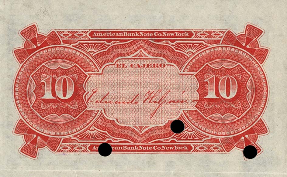 Back of Colombia pS446s: 10 Centavos from 1886