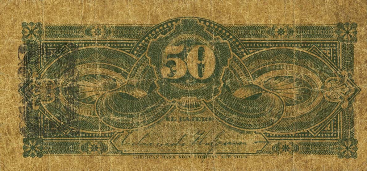 Back of Colombia pS448a: 50 Centavos from 1886