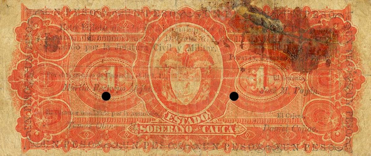 Back of Colombia pS471: 1 Peso from 1900