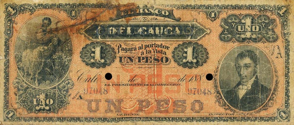 Front of Colombia pS471: 1 Peso from 1900