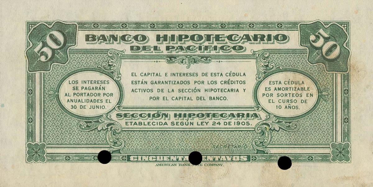 Back of Colombia pS521s: 50 Centavos from 1920