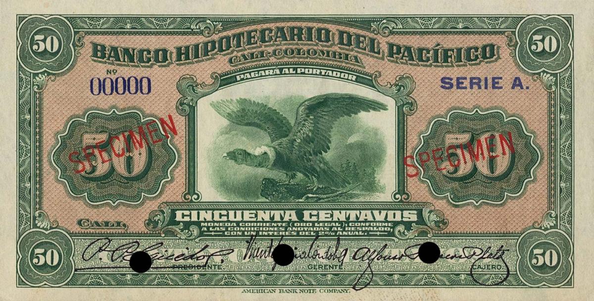 Front of Colombia pS521s: 50 Centavos from 1920