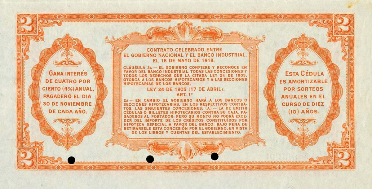 Back of Colombia pS552s: 2 Pesos from 1923