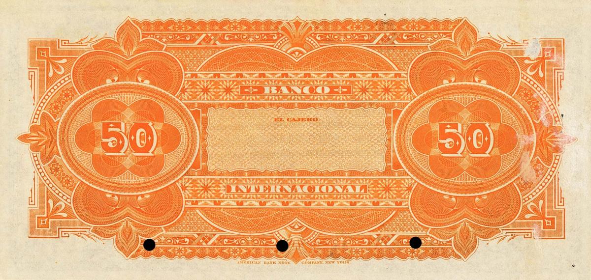 Back of Colombia pS564s: 50 Pesos from 1884