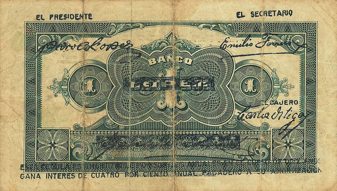 Back of Colombia pS577: 1 Peso from 1919