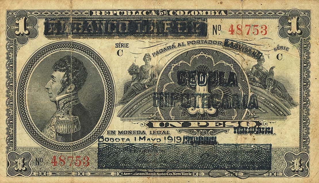 Front of Colombia pS577: 1 Peso from 1919