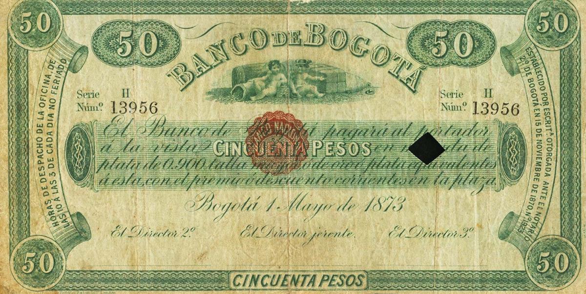 Front of Colombia pS624: 50 Pesos from 1899