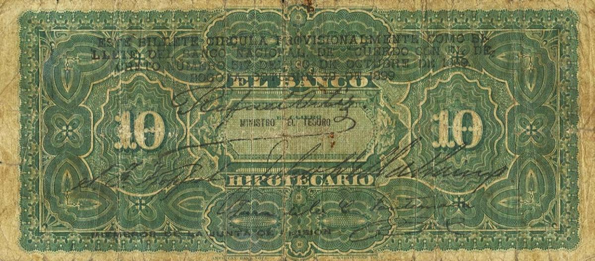 Back of Colombia pS637: 10 Pesos from 1899