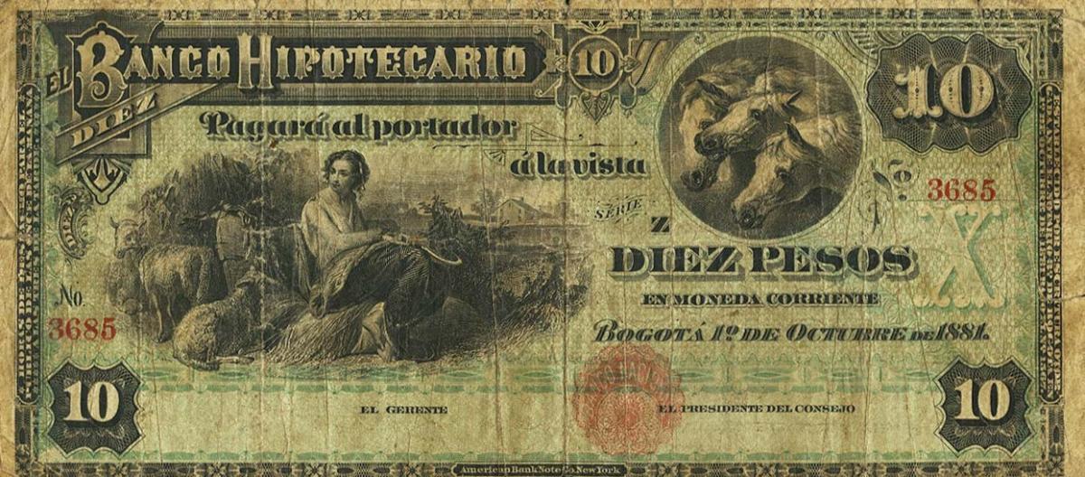 Front of Colombia pS637: 10 Pesos from 1899