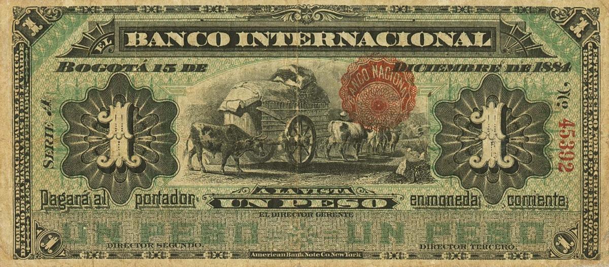 Front of Colombia pS646: 1 Peso from 1899