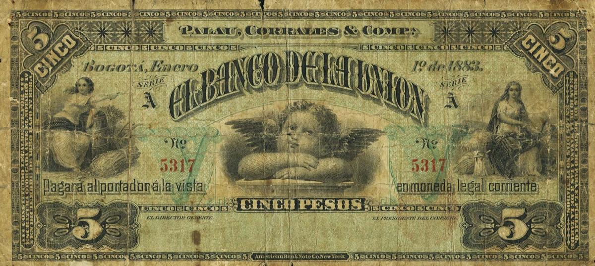 Front of Colombia pS666: 5 Pesos from 1899