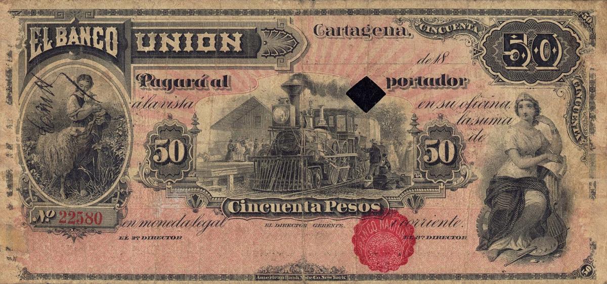 Front of Colombia pS670: 50 Pesos from 1899