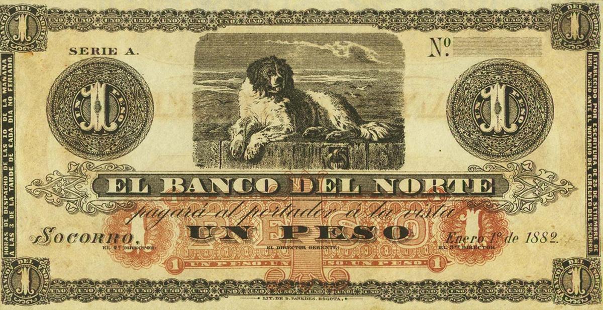 Front of Colombia pS681: 1 Peso from 1882