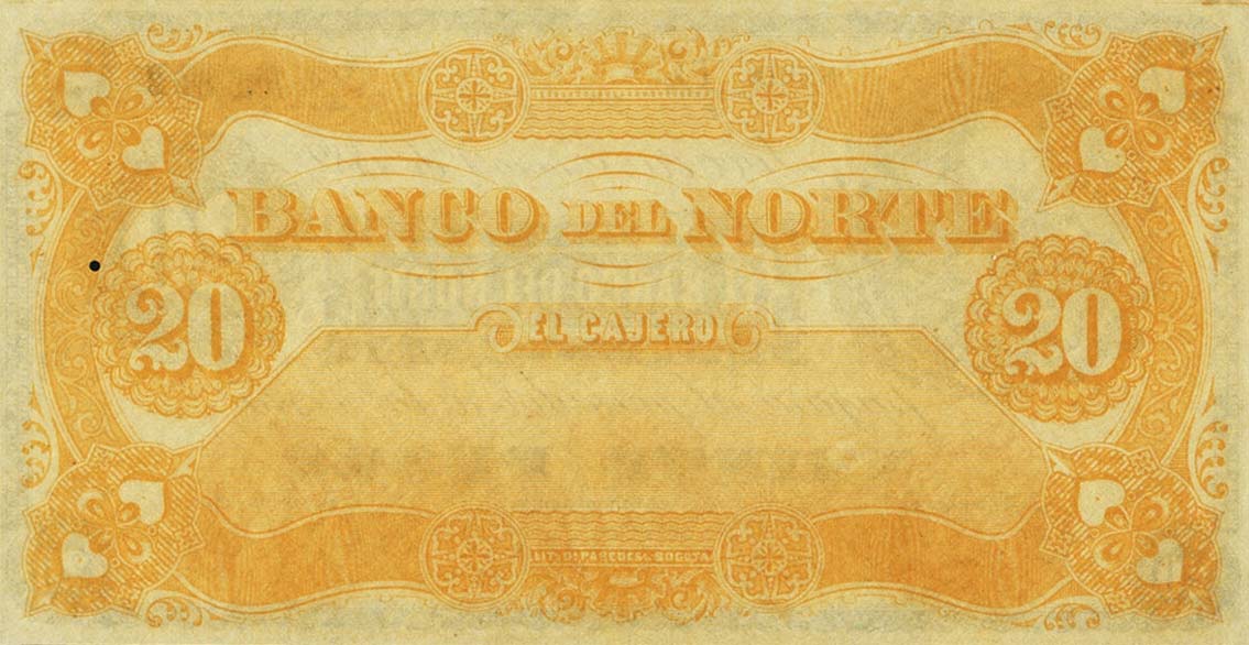 Back of Colombia pS684: 20 Pesos from 1882