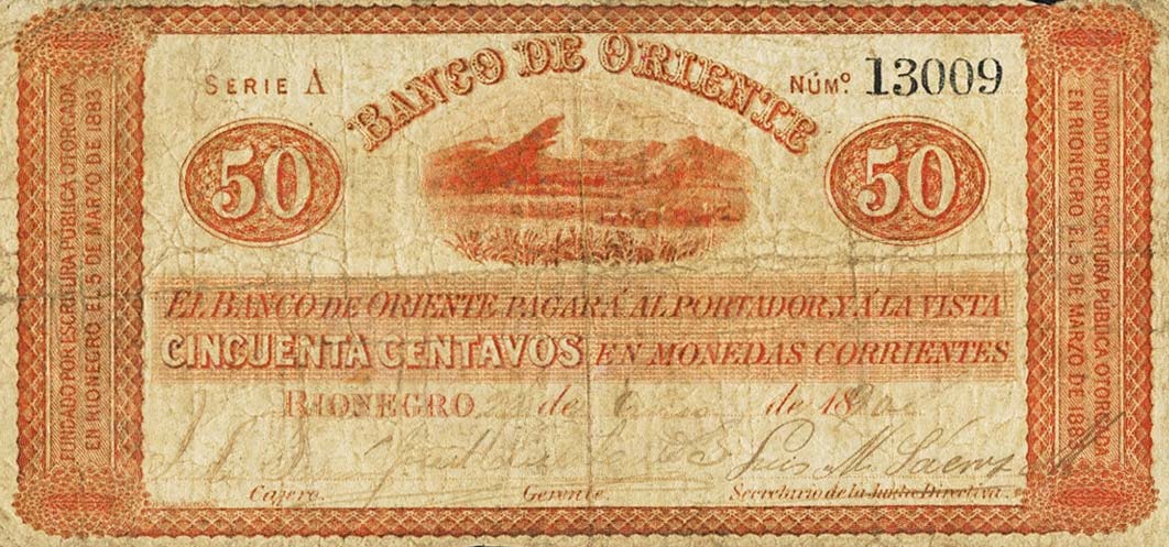 Front of Colombia pS696: 50 Centavos from 1900